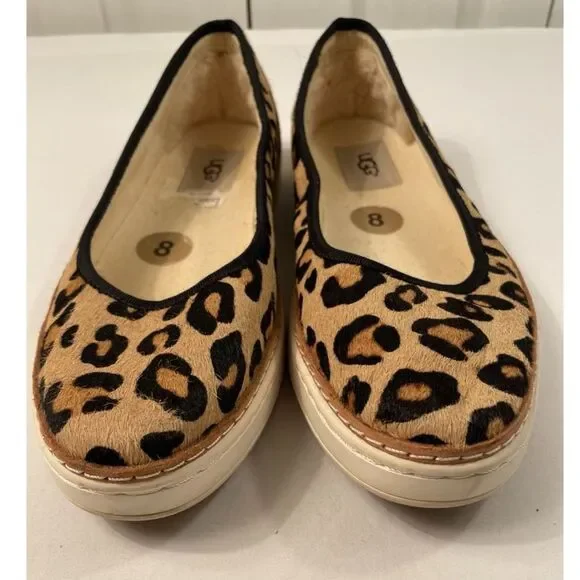 Women's UGG Leopard Slip-On Calf Hair Comfort Loafer Flats Size 8 - Picture 3 of 9